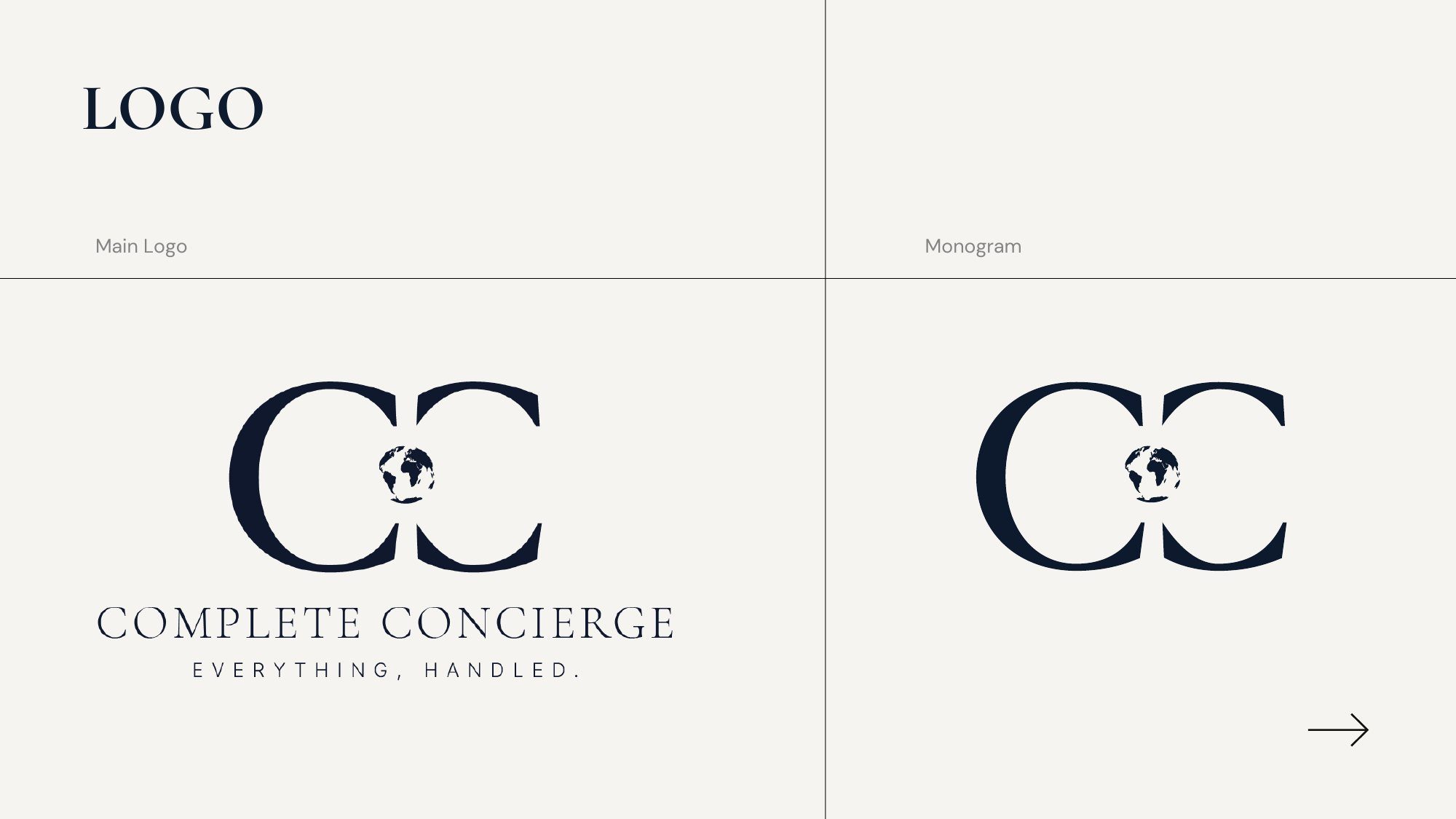 Complete Concierge ana logosu ve CC monogramı