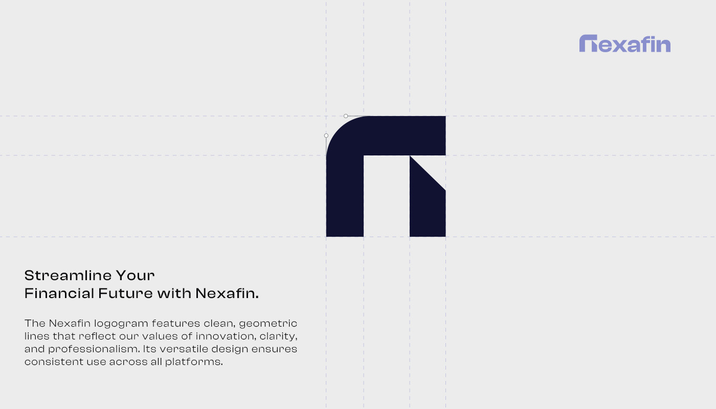 Nexafin logogramının geometrik yapısı ve kılavuz çizgileri