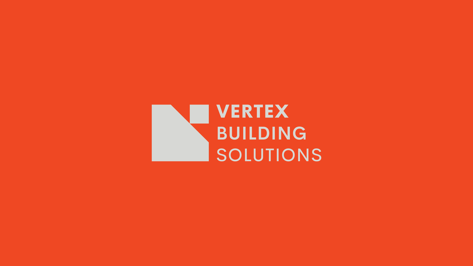 Turuncu zemin üzerinde Vertex Building Solutions logosu