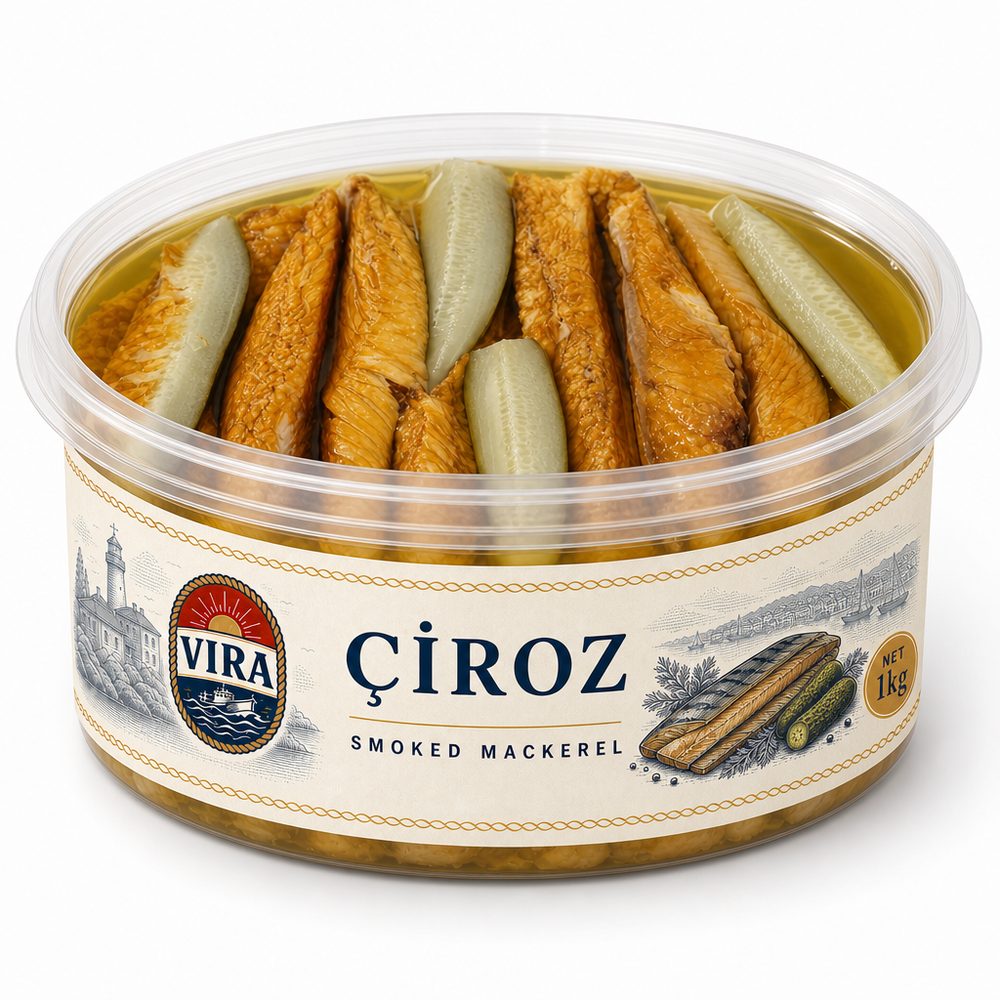 Vira çiroz, 1 kg şeffaf kova ve krem etiket
